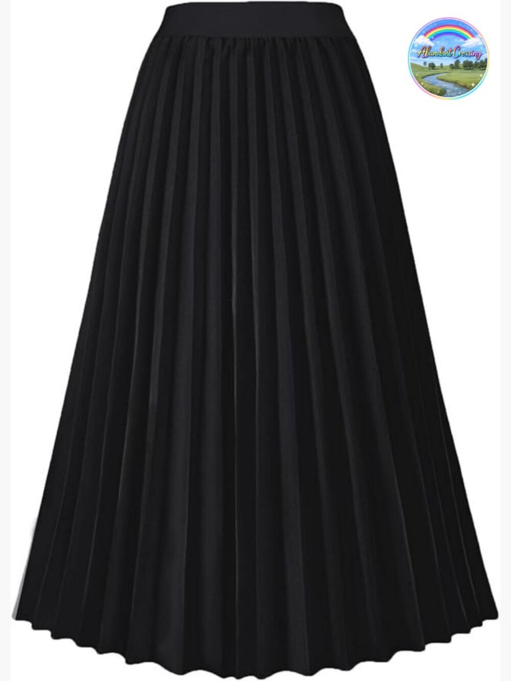 High Waist Pleated Midi Skirt A-Line Swing Flowy Cotton Blend